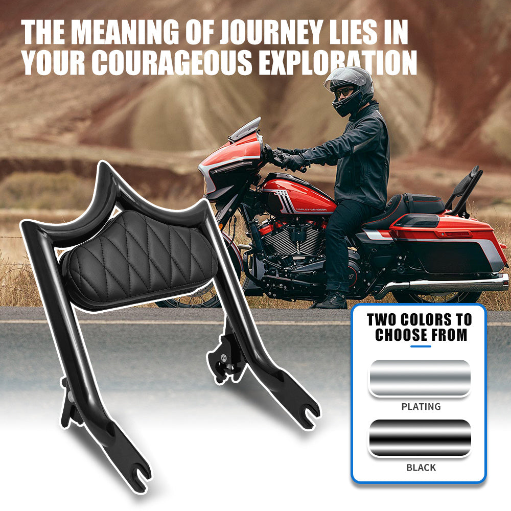 Motorcycle Sissy Bar with Skull Design, Thickened Steel, Compatible with Harley Touring CVO Road Street Glide Road King 2009-2024