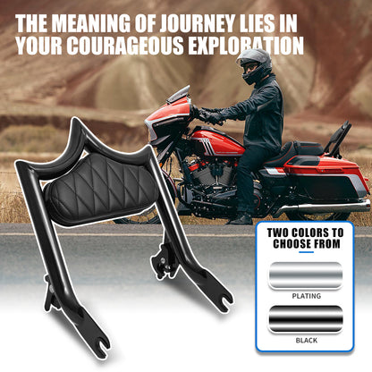 Motorcycle Sissy Bar with Skull Design, Thickened Steel, Compatible with Harley Touring CVO Road Street Glide Road King 2009-2024