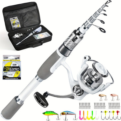 Ghosthorn Fishing Rod And Reel Combo Carbon Fiber Telescopic Fishing Pole Carrier Portable Kit Saltwater Freshwater, Fishing Rod And Reel, Ultra Light Fishing Combo, Bait Caster Reel And Rod Combo, Fishing Rod Combos, Saltwat