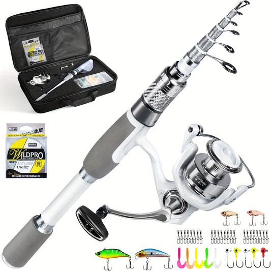 Ghosthorn Fishing Rod And Reel Combo Carbon Fiber Telescopic Fishing Pole Carrier Portable Kit Saltwater Freshwater, Fishing Rod And Reel, Ultra Light Fishing Combo, Bait Caster Reel And Rod Combo, Fishing Rod Combos, Saltwat