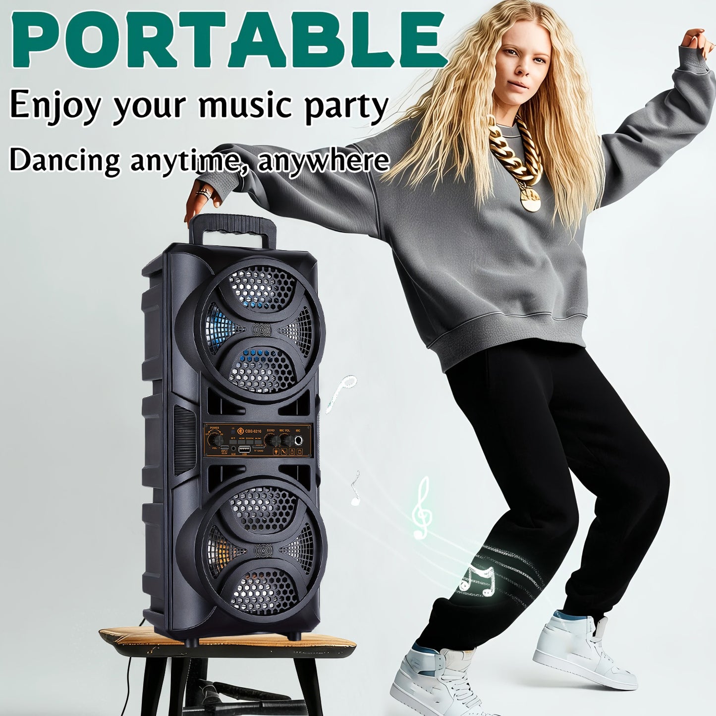 Professional Large Bluetooth Speaker with Microphone, Portable Design with Subwoofer Party Box for JBL, with LED Light, Compatible with BT/USB/TF/AUX/FM/TWS/MIC/EQ Functions, Professional Karaoke. Ideal Gift for Birthdays, Ch