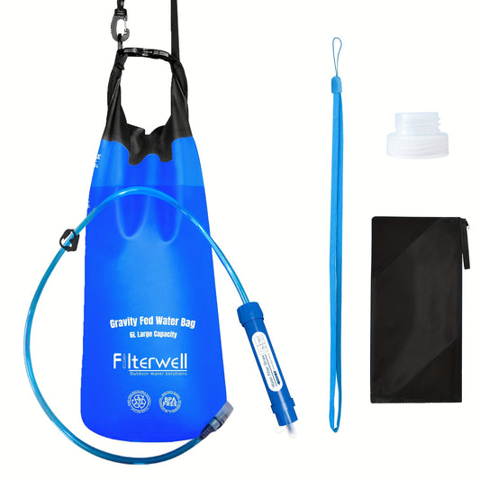 1.59gal, Gravity Water Filter Straw, Water Purifier Survival Tool for Travel, Backpacking And Emergency