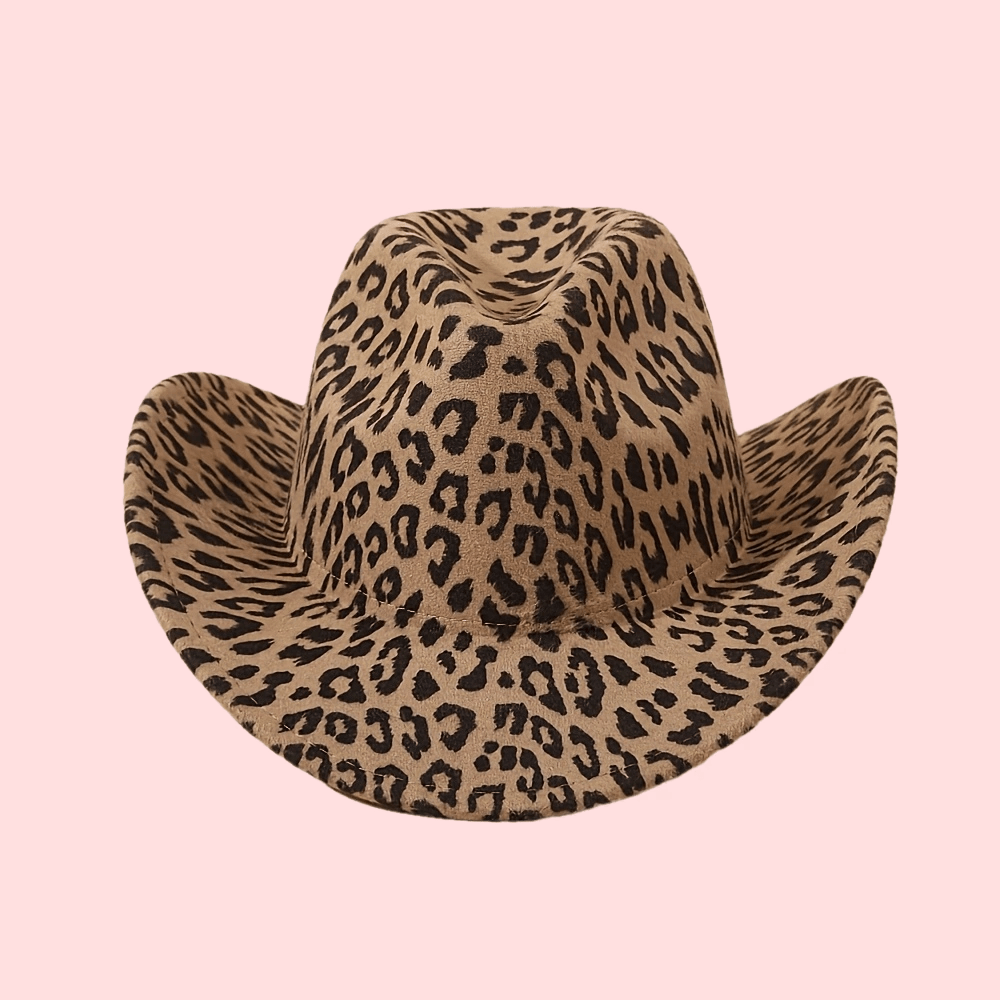1/2/3pcs Western Cowboy Hats for Men & Women - Classic Minimalist Leopard Print Wide-Brim Cowboy Hats