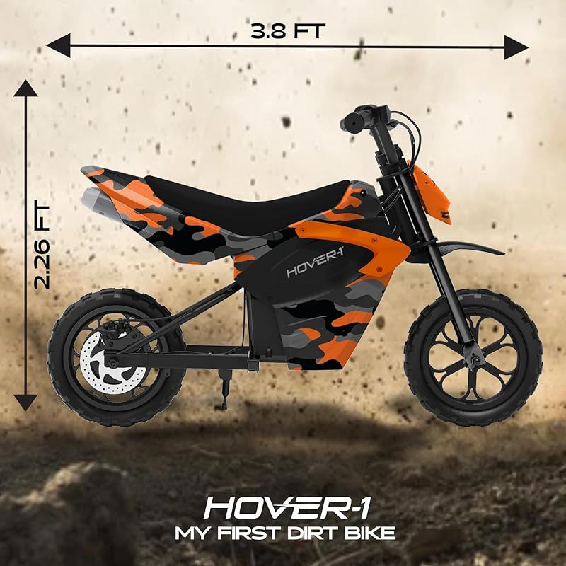 Hover-1 My First Dirt Bike for Kids - 300W Motor, 9MPH Max Speed, 9 Mile Range, 12" Off-Road Tires, 120LB Max Weight, Twist Grip Throttle & Rear Disc Brake Electric Dirt Bike for Kids Ages 5+ Years