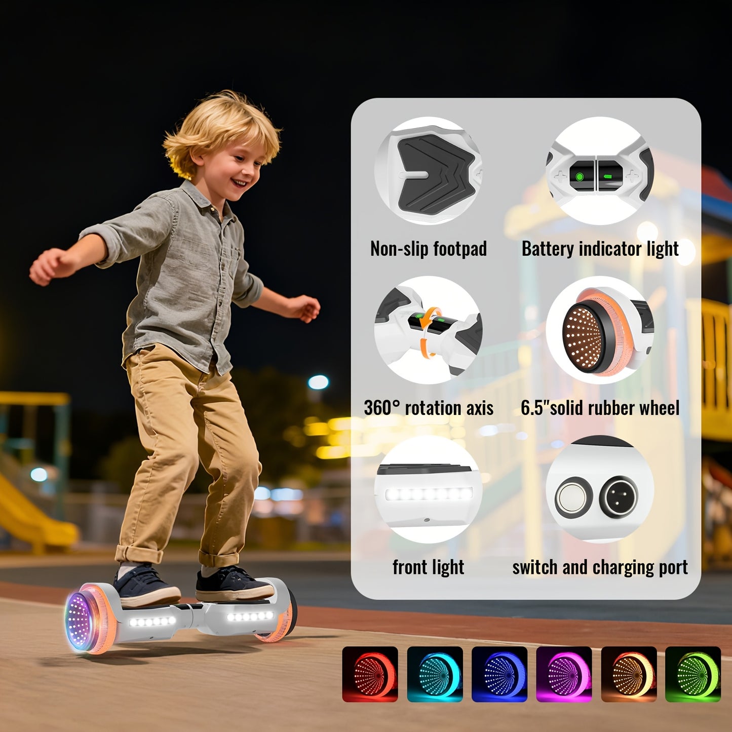 300W Powerful Motor Hoverboard, For Kids 4+ Years Teens &adults, Max Speed 8.5 Mph, 220 Lbs Max Payload, 15° Climbing Slope, 3H Charging, Brithday Gift, Halloween Thanksgiving Christmas Holiday Gift, White