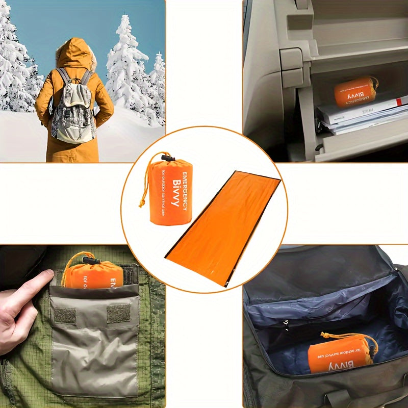[Emergency Sleeping Bag] 1/2/4pcs Emergency Sleeping Bag | Thick Warm Survival Blanket, Reusable Lightweight Compact with Whistle for Outdoor Hiking Gear Survival Equipment Portable