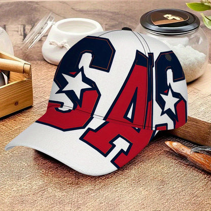 1pc Patriotic USA Baseball Cap - Red, White & Blue Star Graphic Hat, Lightweight Adjustable Snapback Closure for Sports, Gym, Fourth of July, Halloween - Men's Casual Athletic Hat, 2D Flat