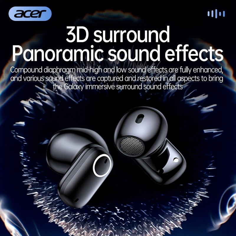 ACER TWS Wireless Earbuds with Deep Noise Reduction - 50h Long Standby, Low Latency, HIFI Stereo Sound, Touch Control, Rechargeable Lithium Battery, Ideal for Running & Sports, Sports Headphones|Ergonomic Design|Durable Plast