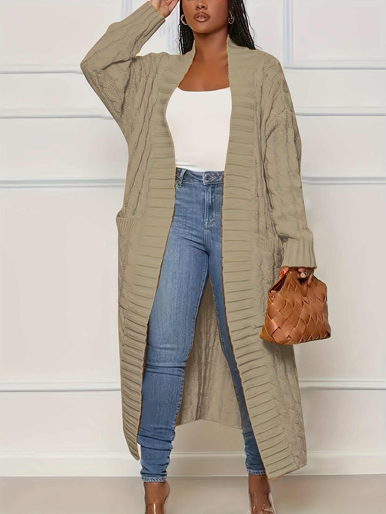 [Cardigan Sweater] Plus Size - Plus Size Cardigan Sweater A23A062