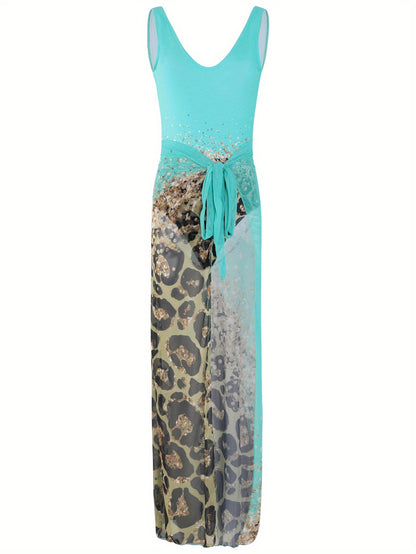 Lake Green Limited Edition Leopard Print One-Piece Swimsuit + Leopard Print Wrap Skirt