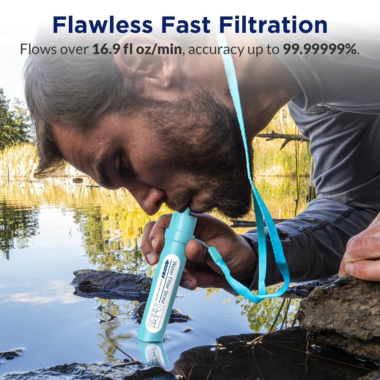 2pcs/4pcs, Personal Water Filter Straw Mini Water Purifier Survival Gear for Hiking, Camping, Travel and Emergency Preparedness