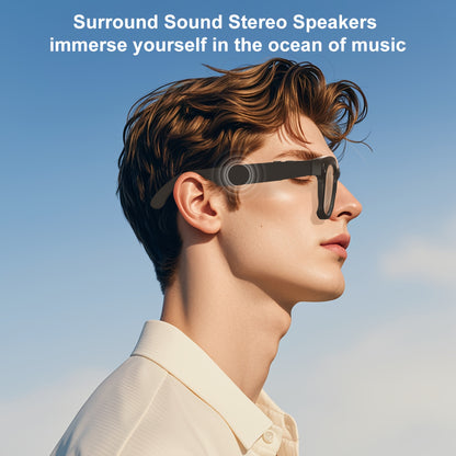 1080P Video Glasses with Real-Time Translation, 160 Languages, High-Definition Audio & 4K Motion Recording, Noise Reduction, Wireless Call, Wireless, Magnetic Charging - USB Rechargeable for TV, Mobile Phones, Laptops, Cyclin