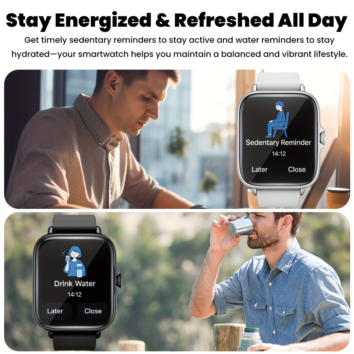 Multifunctional Sports Smart Watch for Men & Women, 1.83'' Full Touch Screen with Wireless Calling & Messaging, Pedometer, Fitness Tracker Smartwatch, for iPhone Android Cell Phones, Smartbands Fitness Watch for Women Men Fri