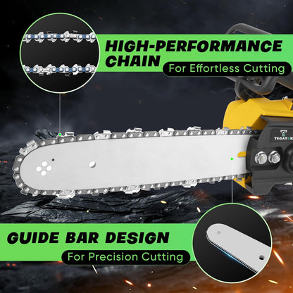 12 Inch Wireless Electric Chainsaw, Equipped With Large Capacity Battery And Fast Charger, Brushless Motor, Portable Handheld Pruning And Shearing Machine, Suitable For Home And Gardening Use