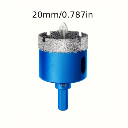 Dual Wet and Dry 18mm-35mm Diamond Hole Saw with Positioning Drill, Blue Surface | Suitable for Glass, Marble, Granite, Stone, and Porcelain, Each Set Includes a Wrench