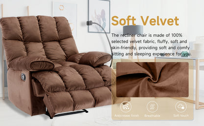 Chizzysit 2 Pack Manual Recliner Chair, Oversized Reclining Chair, Velvet Comfortable Recliner Chairs for Adults with Soft Overstuffed Arms And Back, Heavy Duty Reclining Chair for Living Room, Ergonomic Single Sofa Chair, So