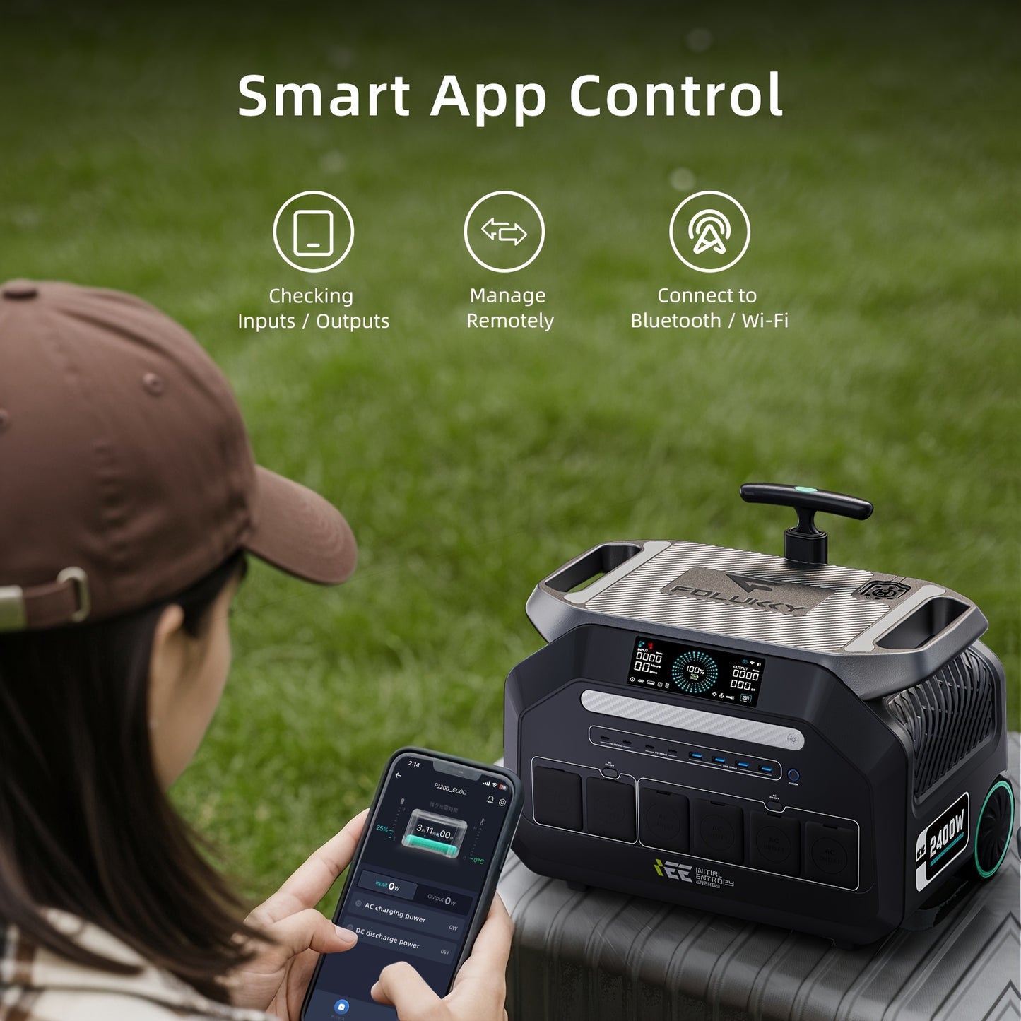 IEE 3200W Portable Power Station P3200 with 4x200W Solar Panel, 2048Wh Solar Generator, 1800W AC Charging, AC Outlets X 4, LiFePO4 Battery Power Station for Home Backup, Camping, RV, Emergency Plus Bonus 30W solar panel, Port