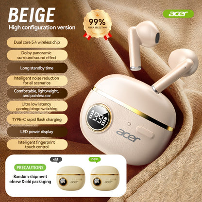[Acer] 2025 new model back-to-school season TWS Wireless Headset Heavy Bass Stereo + Talking Noise Cancellation Ultra Long Lasting Sports Running In-Ear Low Latency Gaming Mode HIFI Audio Lightweight Touch Design Stylish Desi