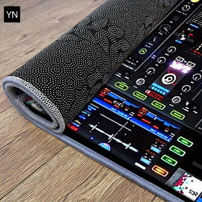 DJ Turntable Design Mat Floor Mat - Heavy-Duty Non-Slip Dance Studio Mat with Machine Washable Surface, Extra Thick 7mm Padding - for Home, Office, Clubs, Parties - Large Area Mat up to 2.16m² - Ideal Music Producer Decor, D