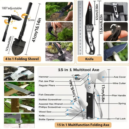 MOLLE System Survival & First Aid Kit - All-in-One Outdoor Emergency Gear with MOLLE-Compatible Backpack/Leg Strap Attachment, Heavy-Duty Supplies (Bandages, Tourniquet, Bleeding Control) for Camping, Hunting, Hiking -