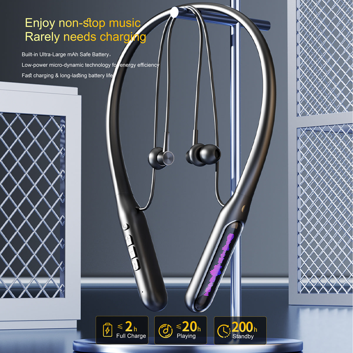 Neckband Wireless Earbuds, Wireless V5.4 Headphones with Microphone, Ultra-Light weight Comfort, Digital LED Display, Deep Bass Strong Beat, 25H Playtime, Magnetic Earphones