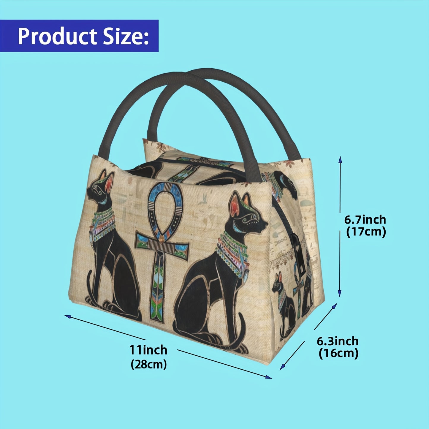 1pc Retro Egyptian Image Pattern, Portable And Reusable Refrigerated Bag, Insulated Lunch Bag, A Must-have For Camping Beaches, Homes, Offices, And Outdoors, Suitable As A Birthday Gift And Holiday Gift For Family And Friends