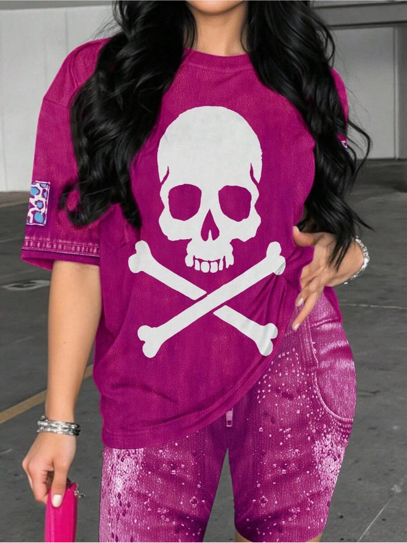 INAWLY 2pcs/Set Women Summer Letter Print Round Neck Short Sleeve T-Shirt And Shorts Casual Outfit