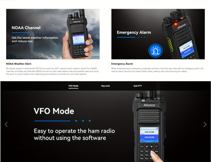 Retevis Ailunce HA1UV Dual Band Handheld Ham Radio - Long Range Two-Way Walkie Talkie with NOAA Weather Alert, Emergency Alarm/SOS, 2800mAh USB-C Power, VFO & 256 Channels U/V Bands for Hurricane, Wildfire, Search & Rescue
