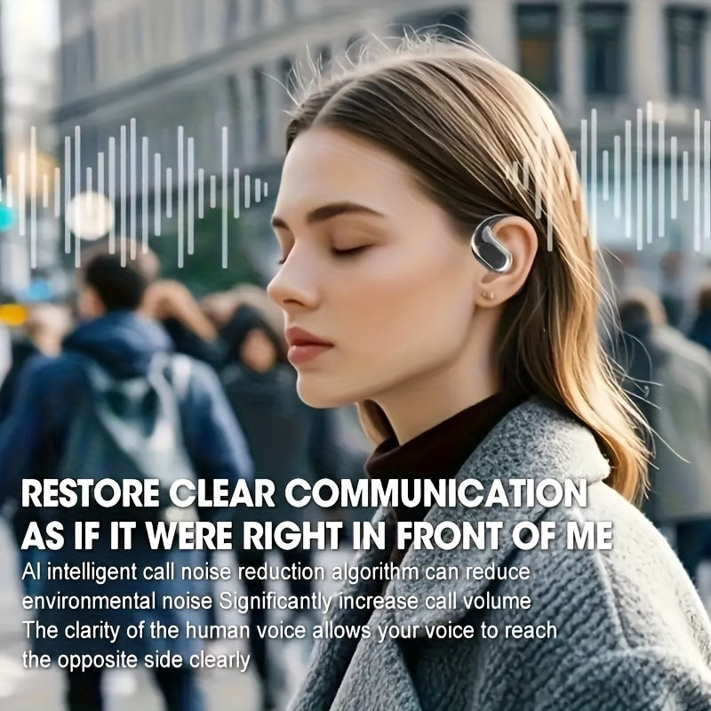 2025 new TWS wireless earphones, long battery life, large capacity charging box, smart digital display, ergonomic ear hook design, suitable for study/phone/business/music/driving/cycling, multi-device compatible with mobile p