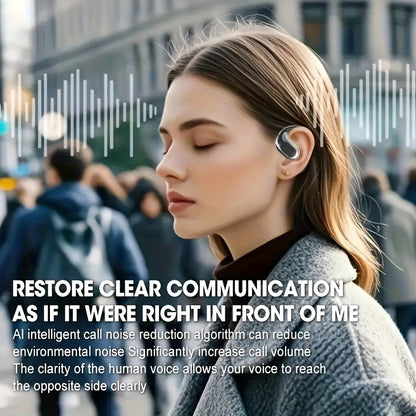 2025 new TWS wireless earphones, long battery life, large capacity charging box, smart digital display, ergonomic ear hook design, suitable for study/phone/business/music/driving/cycling, multi-device compatible with mobile p