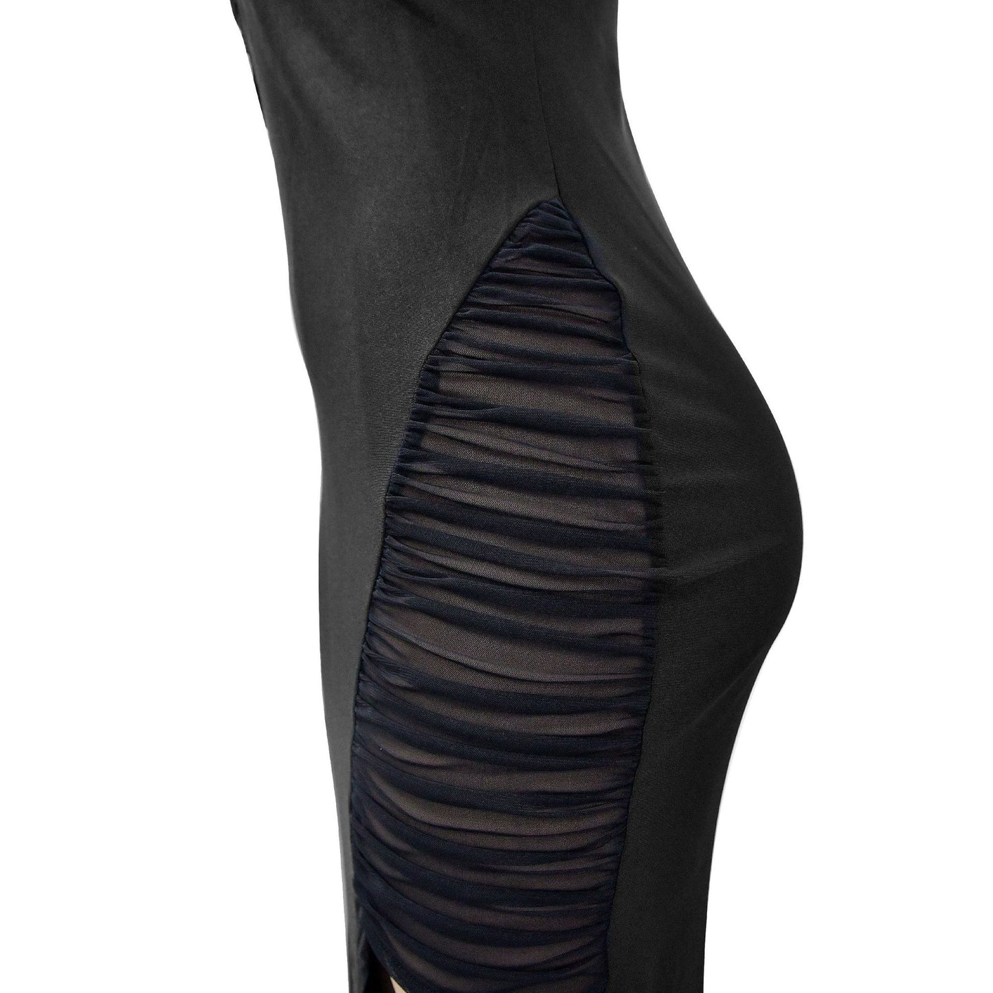 LUCKFOX Women's Solid Color Mesh Dress, Hollow Bandage Design, Slim Dress, Elegant and Sexy Dinner Party Style