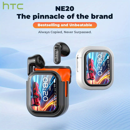HTC NE20 AI Wireless Translation Earbuds, Supports 134 Languages, HD LED Display & High-Fidelity Sound Quality. Suitable for Office, Exercise, Learning & Voice Calls – Built-in