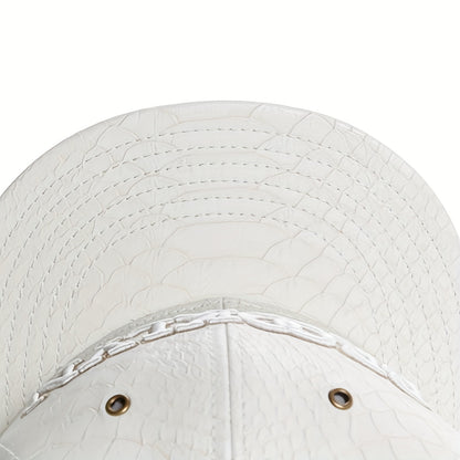 White Faux Leather BROOKLYN Letter Flat Brim Hat Fashionable Adult Men and Women Casual Unique Sports