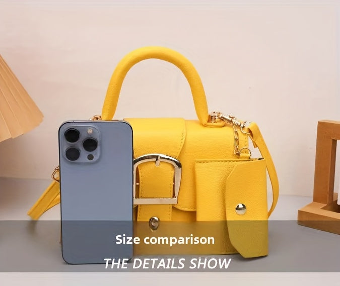 [Square Crossbody Bag] Women'S Small Square Crossbody Bag - Lightweight Synthetic Purse with Snap Closure, Compact Everyday & Formal Bag in Orange, Pink, Blue, Yellow, White, Black - Minimalist Chic Handbag for Women, Crossbo