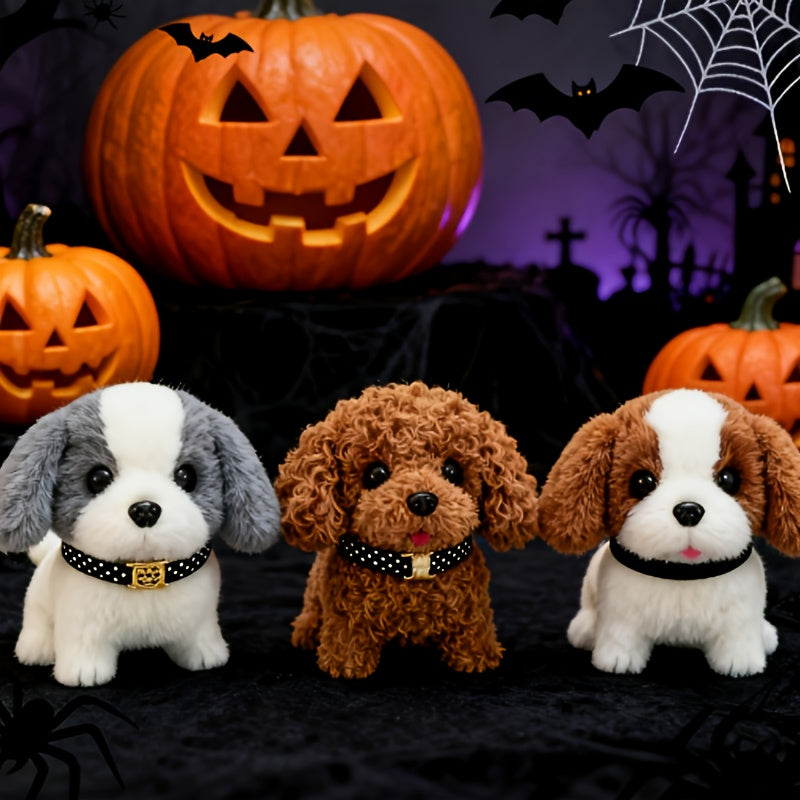 Interactive Walking & Wagging Plush Robotic Puppy Dog - Realistic - Robot Pet with Bark & Tail Movement, Smartphone-like Button-Free Operation, for & Adults (/Dark Brown/Gray) - Christmas/Halloween Gift for &