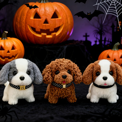 Interactive Walking & Wagging Plush Robotic Puppy Dog - Realistic - Robot Pet with Bark & Tail Movement, Smartphone-like Button-Free Operation, for & Adults (/Dark Brown/Gray) - Christmas/Halloween Gift for &