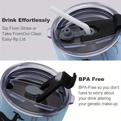 1pc Greyhound Dog Design 20oz/600ml Stainless Steel Tumbler with Straw & Lid - Double-Wall Insulated Cup, Leakproof & -Slip, 304 Stainless Steel Travel Mug for Coffee, Gym, Office, Car - Greyhound Pattern Insulated Bottle Gif