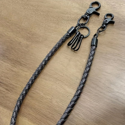 Retro Punk Jeans Waist Chain Braided Faux Leather Key Chain with Lobster Buckle Key Ring for Men, Funky Motorcycle Riding Accessories, Perfect for Halloween, Christmas, Easter Gifts