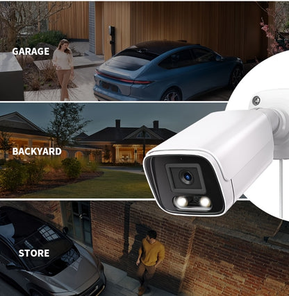 POE gun camera, 8-megapixel camera, full-color night vision, human body detection and one-way audio, outdoor video surveillance camera, RTSP/108°/2.8/mm, IP67 metal shell camera, wired network port connected to NVR, Christma