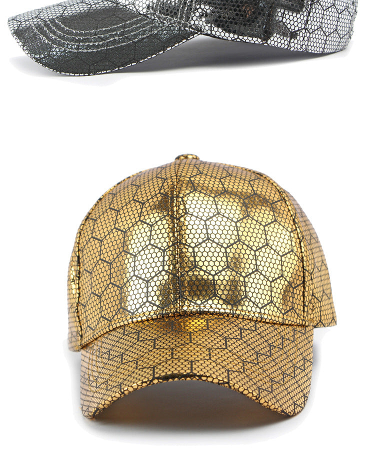 Men'S & Women'S Retro Reflective Cycling Baseball Cap - UPF Sun Protection Hard Brim, Breathable Mesh Back & Golden-Tone Visor, Lightweight Hip-Hop Style for Outdoor Sports, Cycling, Casual Wear - Unisex Spring Summer Hat