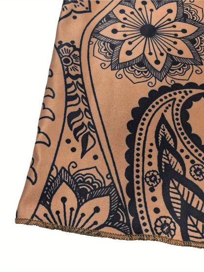 Women's Casual Long-Flowing Maxi Skirt with Intricate Floral And Geometric Print - Lightweight Mesh Fabric, Perfect for Spring/Summer/Fall, Casual Attire|Floral Print, Skirts for Women, Maxi Skirts for Women, Elegant Women's