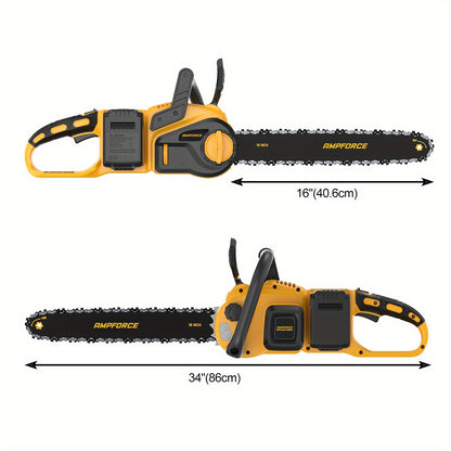 AMPFORCE 16-Inch Brushless Chainsaw 36V, Compatible With DewaIt Battery, Brushless Motor 8000RPM, Chains Brake, Auto Lubrication, Compact Design, Ideal For Efficient Wood/Tree Cutting And Pruning, Bare Tool (Without Battery)