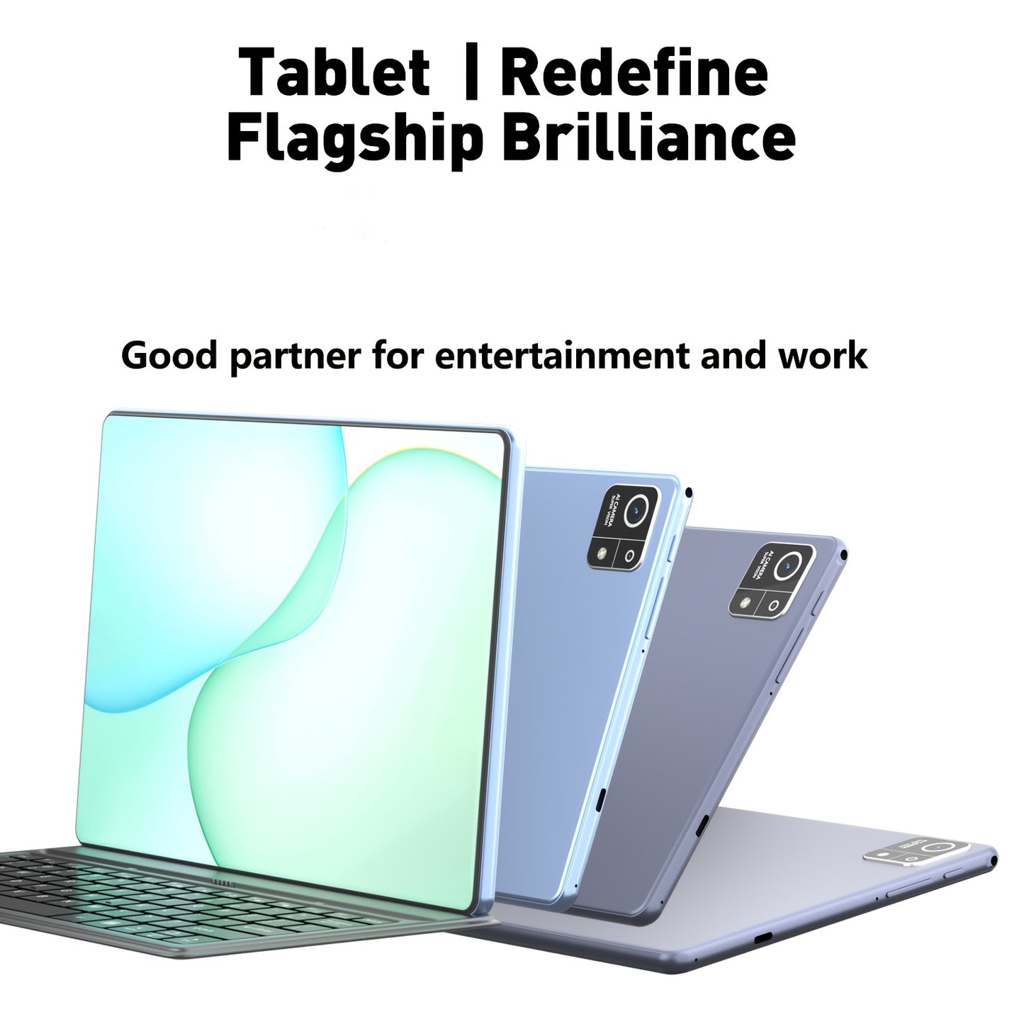 Android Tablet Gray Purple, 10.1-inch 2-in-1 Tablet, 256GB Storage ROM, 8GB, 2KHD Supports WiFi Android 14, 10000mAh, 2560 * 1600 Resolution 16MP+32MP Dual Camera, Suitable for Online Courses, Work Games, Entertainment