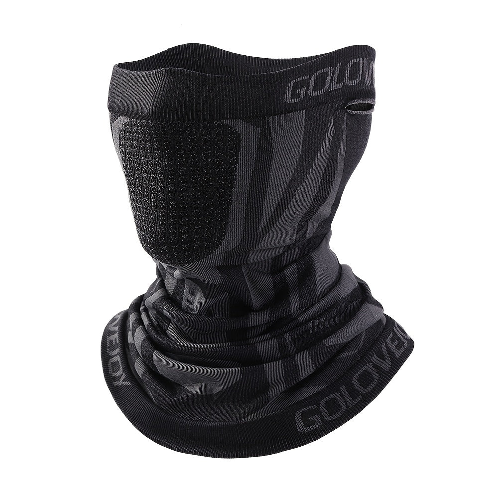 Unisex Face Mask Scarf Neck Gaiter, Breathable Elastic Soft Reusable Half-Face Mask, Black Ear-Loop Knitted Face Cover, Multi-Functional Headwear