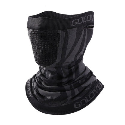 Unisex Face Mask Scarf Neck Gaiter, Breathable Elastic Soft Reusable Half-Face Mask, Black Ear-Loop Knitted Face Cover, Multi-Functional Headwear