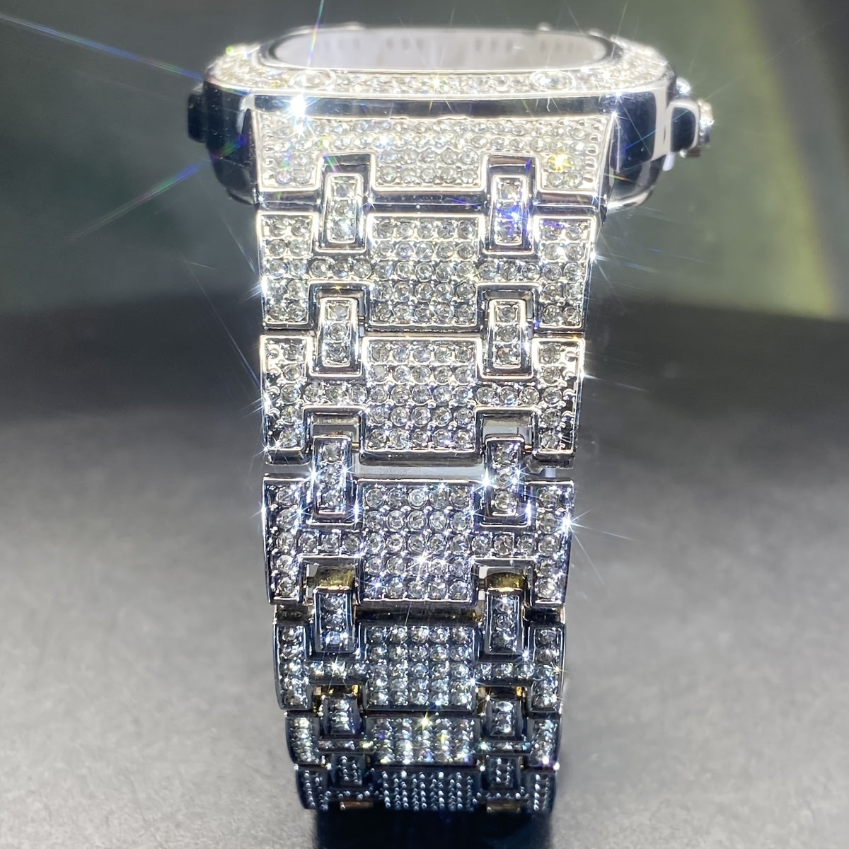 Latest Chilled Men'S Watch With Street Style Water Drill Hip-hop Square Watch For Women With Luminous Scale For Couples, Jewelry Accessories.