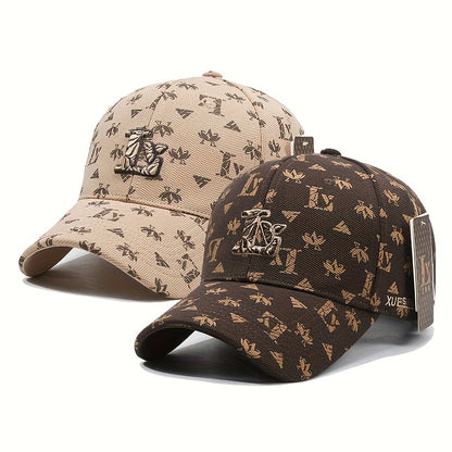 2pcs LV Letter Embroidered Baseball Caps Set - Luxury Adjustable Snapback Hats with Duckbill Brim, Moisture-Wicking Unisex for men & Women, LV Embroidery Design (No Random Variations) for Casual,, Valentine's Day Gift - Hand/