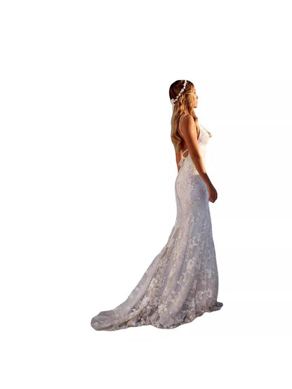 Elegant Formal Gown | Sleeveless Spaghetti Strap White Maxi Dress with V Neck - Perfect for Wedding Guest, Gala Dinner & Engagement Party