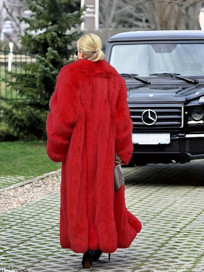 FHILLINUO Chic Women'S Faux Coat | Long Length, Solid Color, Single Breasted, with Pockets, Comfortable and Warm for Fall/Winter