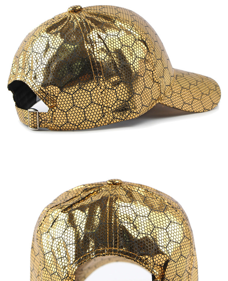 Men'S & Women'S Retro Reflective Cycling Baseball Cap - UPF Sun Protection Hard Brim, Breathable Mesh Back & Golden-Tone Visor, Lightweight Hip-Hop Style for Outdoor Sports, Cycling, Casual Wear - Unisex Spring Summer Hat